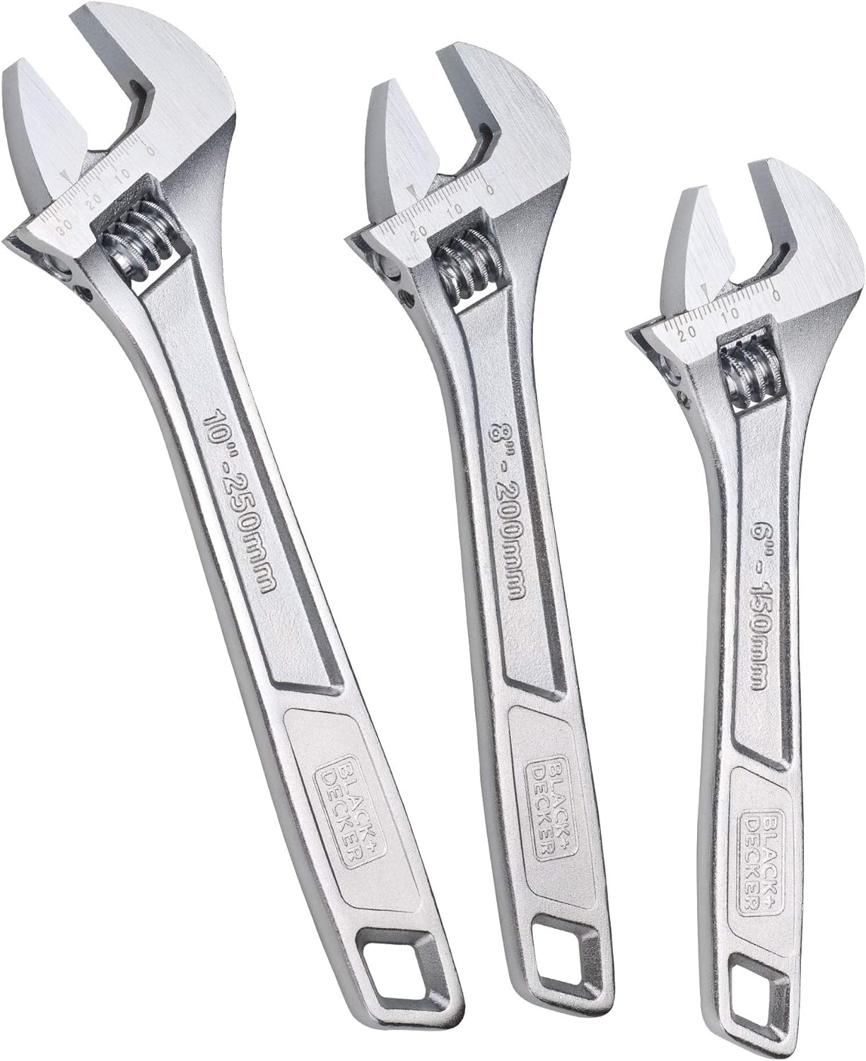 Adjustable Wrench Set,  6 in., 8 in., and 1 in., Wide + Tapered Jaws
