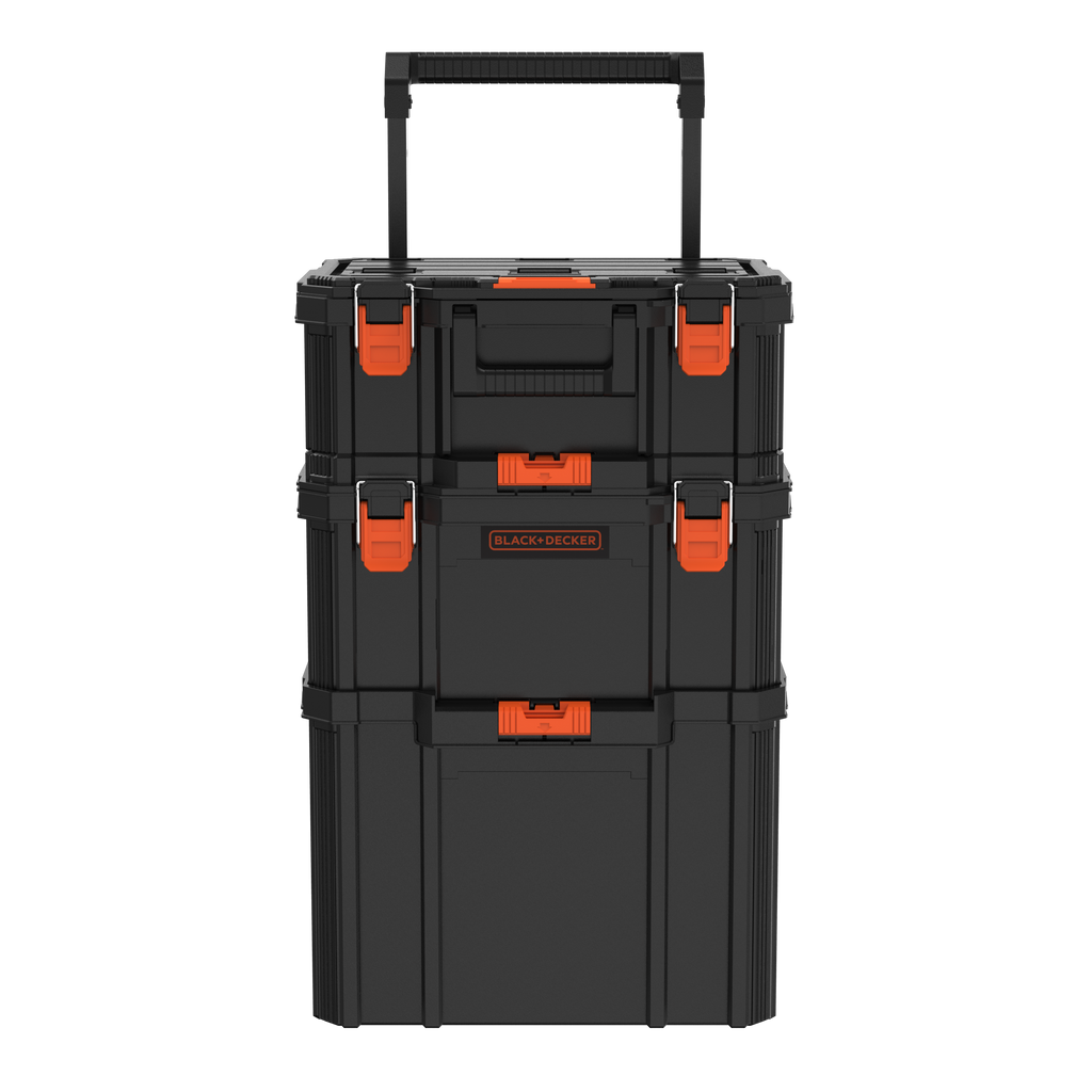 Stackable Storage System - 3 Piece Set (Small, Deep Toolbox, and Rolling Tote)