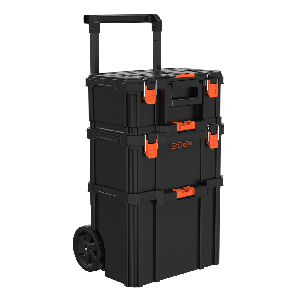 Stackable Storage System - 3 Piece Set (Small, Deep Toolbox, and Rolling Tote)