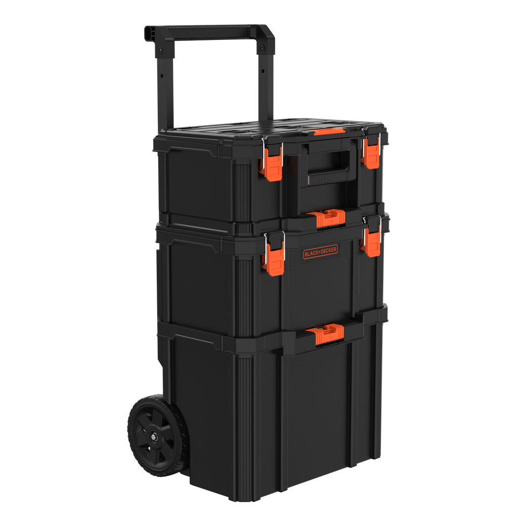 Stackable Storage System - 3 Piece Set (Small, Deep Toolbox, and Rolling Tote)