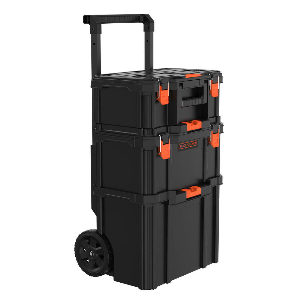 Stackable Storage System - 3 Piece Set (Small, Deep Toolbox, and Rolling Tote)