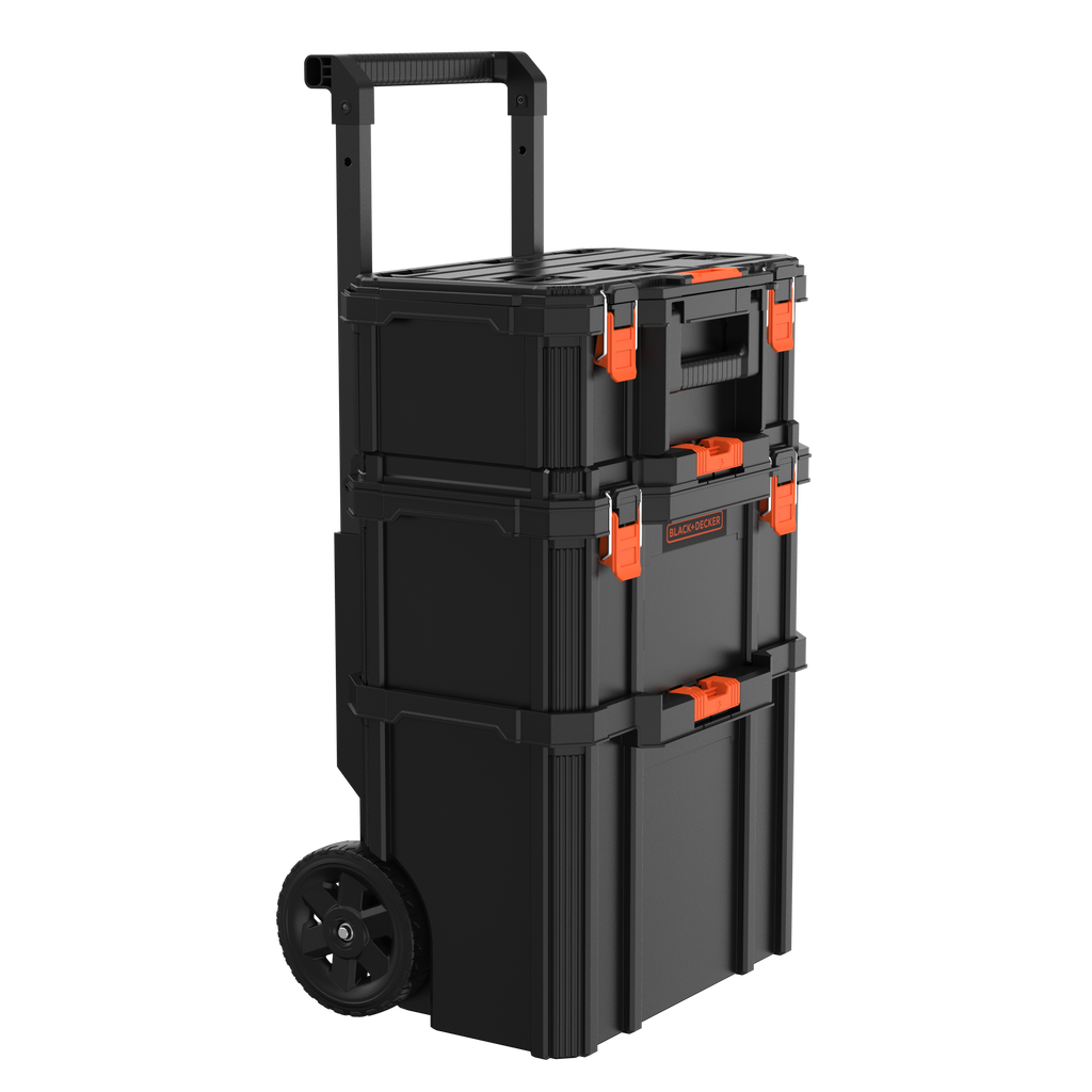 Stackable Storage System - 3 Piece Set (Small, Deep Toolbox, and Rolling Tote)