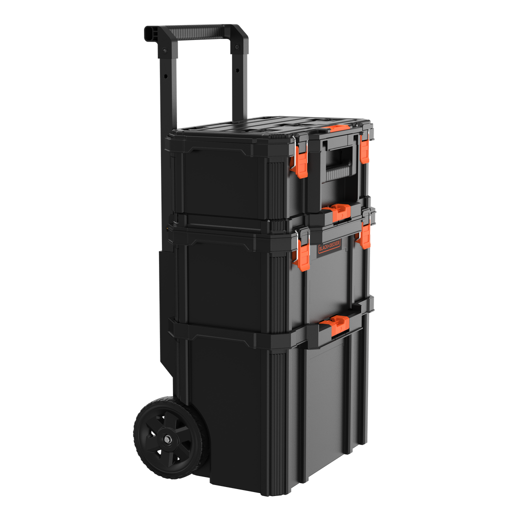 Stackable Storage System - 3 Piece Set (Small, Deep Toolbox, and Rolling Tote)