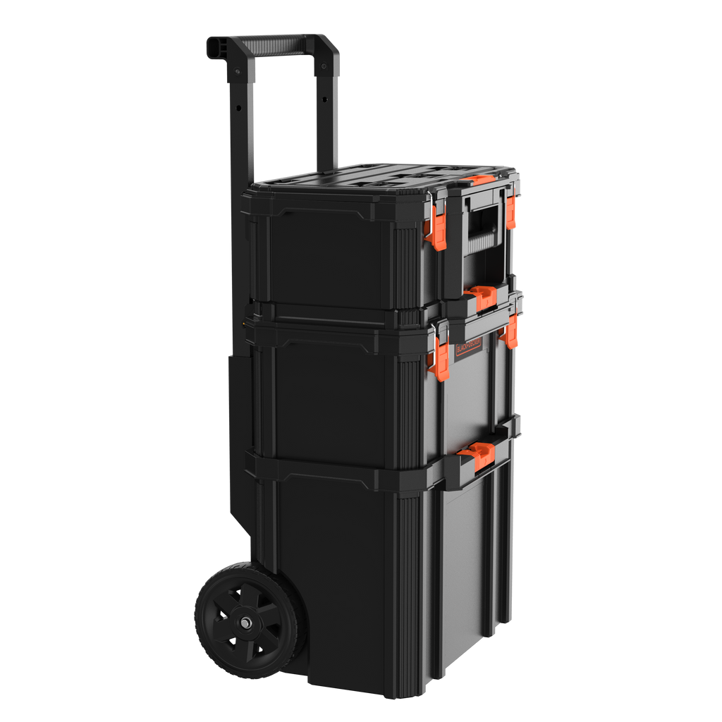 Stackable Storage System - 3 Piece Set (Small, Deep Toolbox, and Rolling Tote)