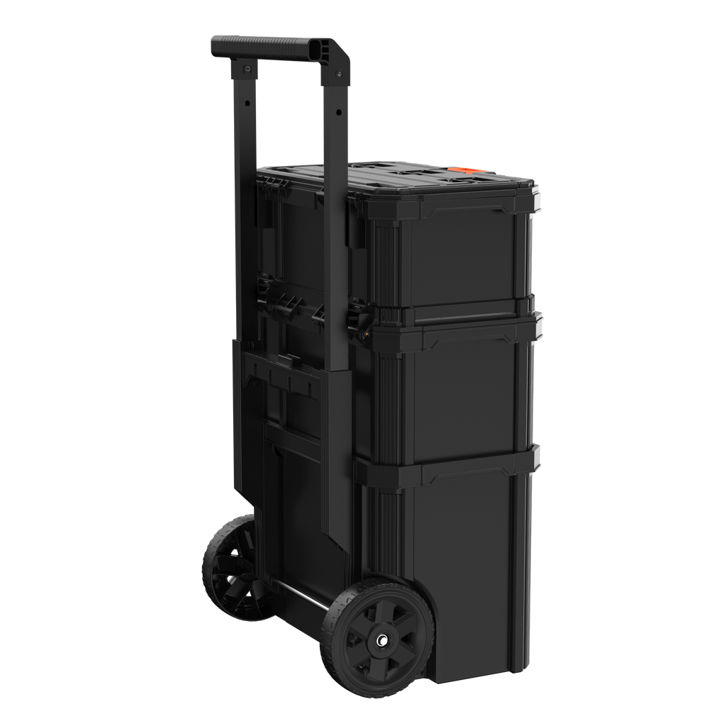 Stackable Storage System - 3 Piece Set (Small, Deep Toolbox, and Rolling Tote)