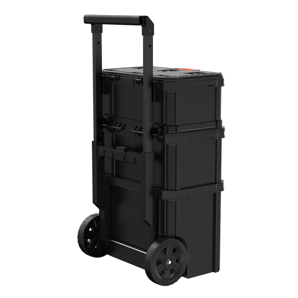 Stackable Storage System - 3 Piece Set (Small, Deep Toolbox, and Rolling Tote)