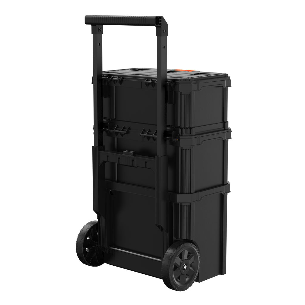 Stackable Storage System - 3 Piece Set (Small, Deep Toolbox, and Rolling Tote)