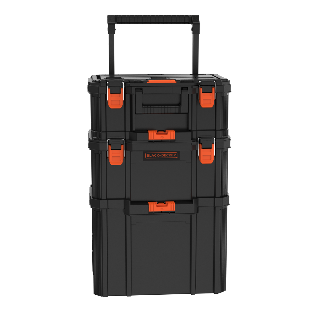 Stackable Storage System - 3 Piece Set (Small, Deep Toolbox, and Rolling Tote)