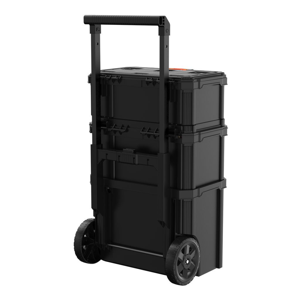 Stackable Storage System - 3 Piece Set (Small, Deep Toolbox, and Rolling Tote)