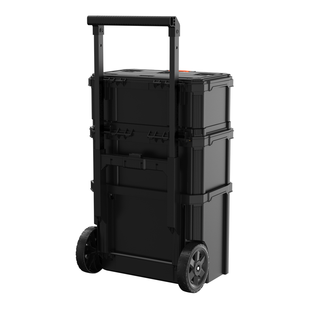 Stackable Storage System - 3 Piece Set (Small, Deep Toolbox, and Rolling Tote)