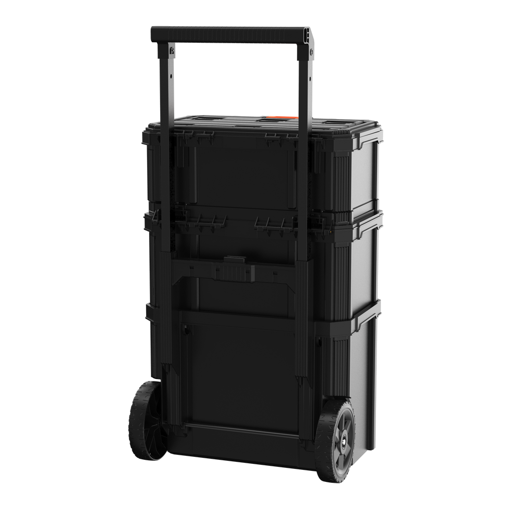 Stackable Storage System - 3 Piece Set (Small, Deep Toolbox, and Rolling Tote)