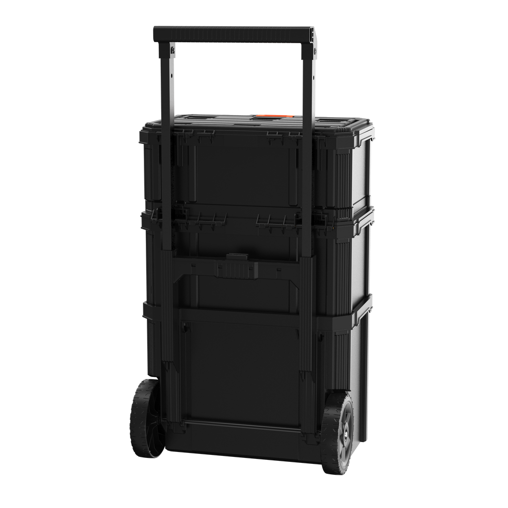 Stackable Storage System - 3 Piece Set (Small, Deep Toolbox, and Rolling Tote)