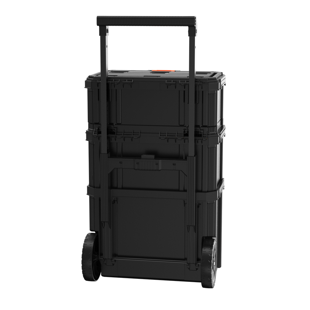 Stackable Storage System - 3 Piece Set (Small, Deep Toolbox, and Rolling Tote)
