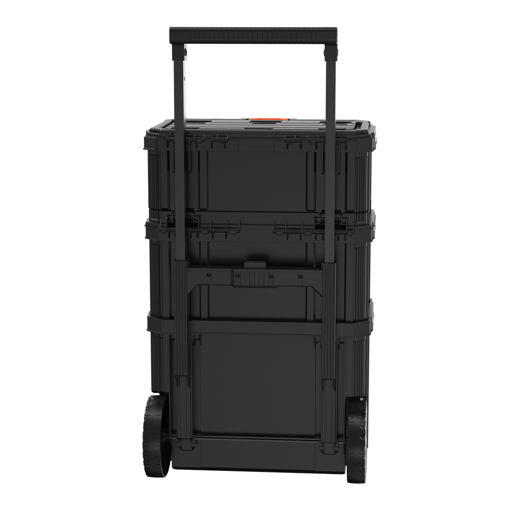 Stackable Storage System - 3 Piece Set (Small, Deep Toolbox, and Rolling Tote)