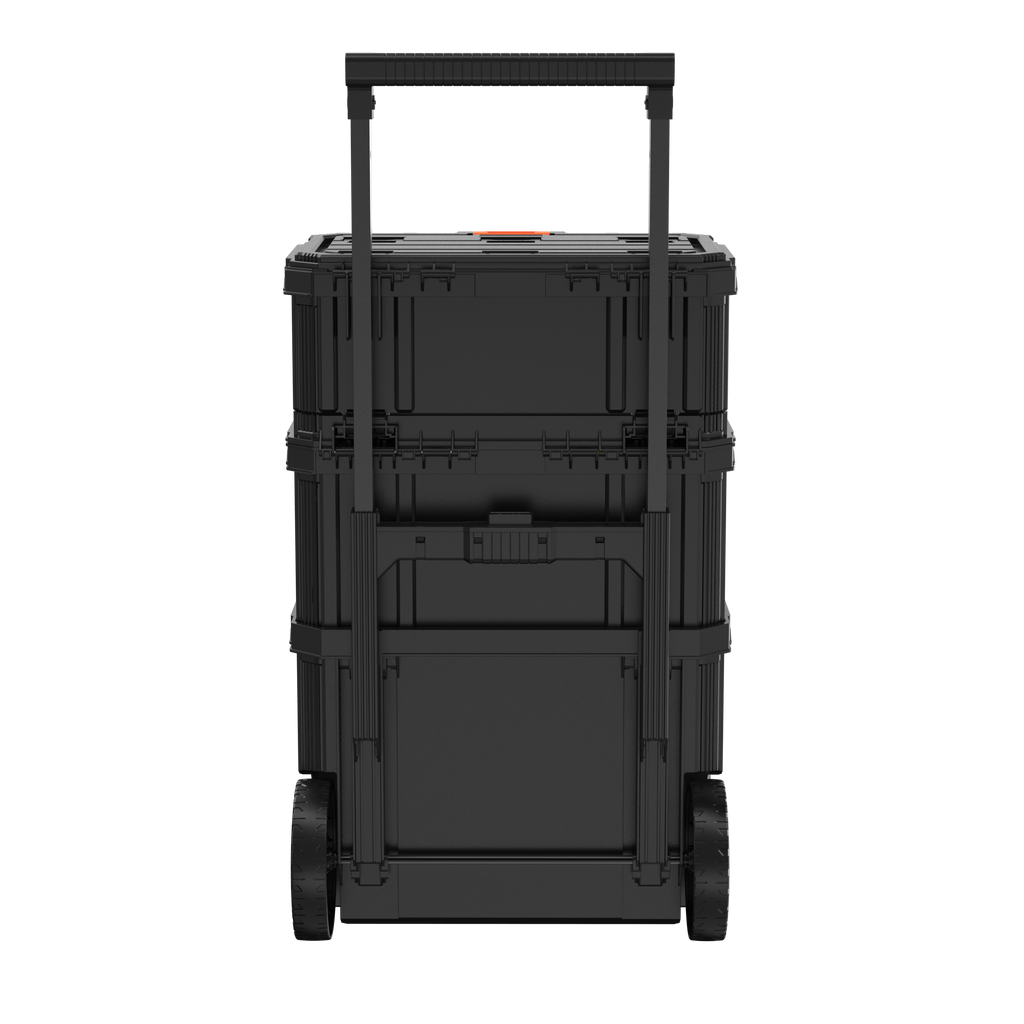 Stackable Storage System - 3 Piece Set (Small, Deep Toolbox, and Rolling Tote)