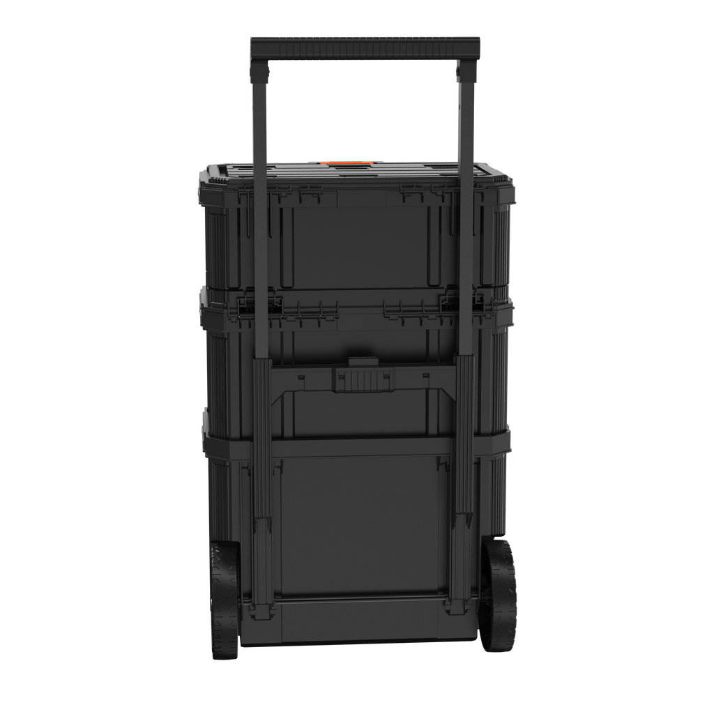 Stackable Storage System - 3 Piece Set (Small, Deep Toolbox, and Rolling Tote)
