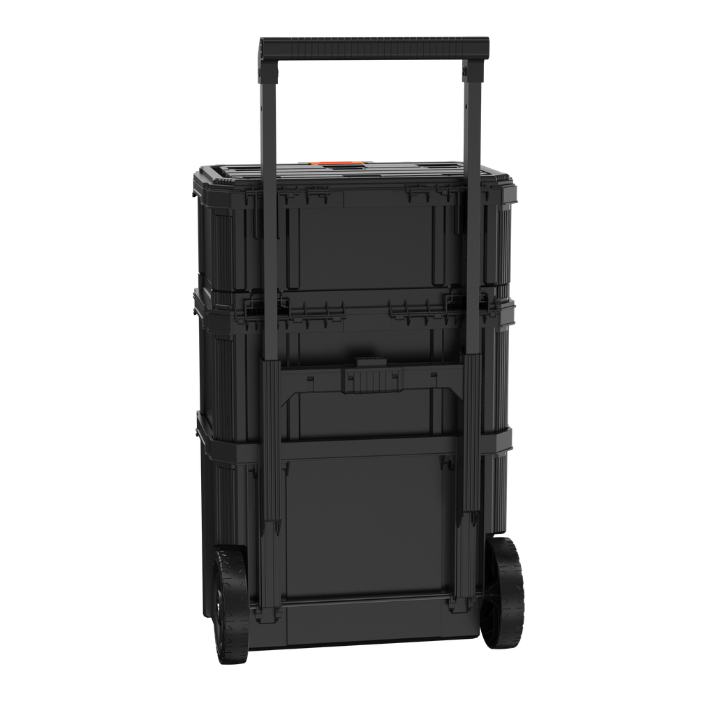 Stackable Storage System - 3 Piece Set (Small, Deep Toolbox, and Rolling Tote)