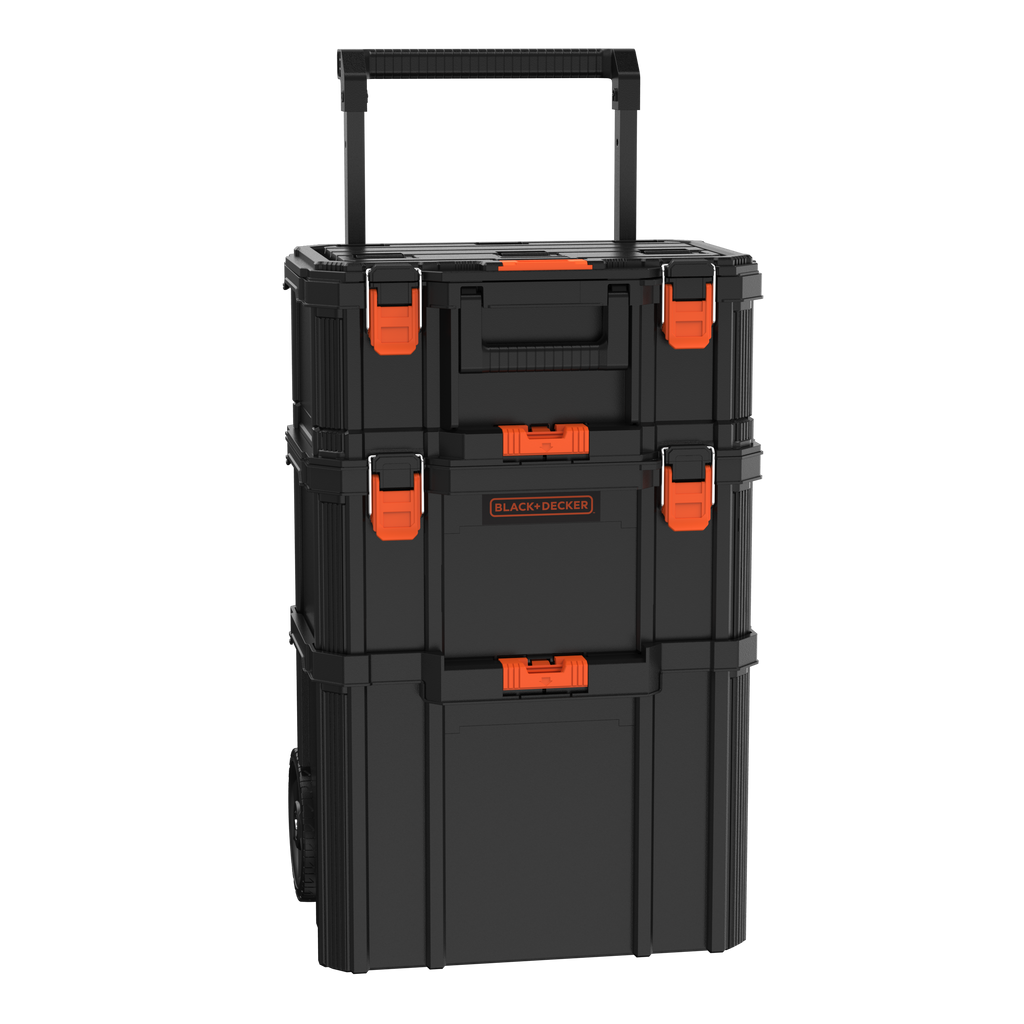 Stackable Storage System - 3 Piece Set (Small, Deep Toolbox, and Rolling Tote)
