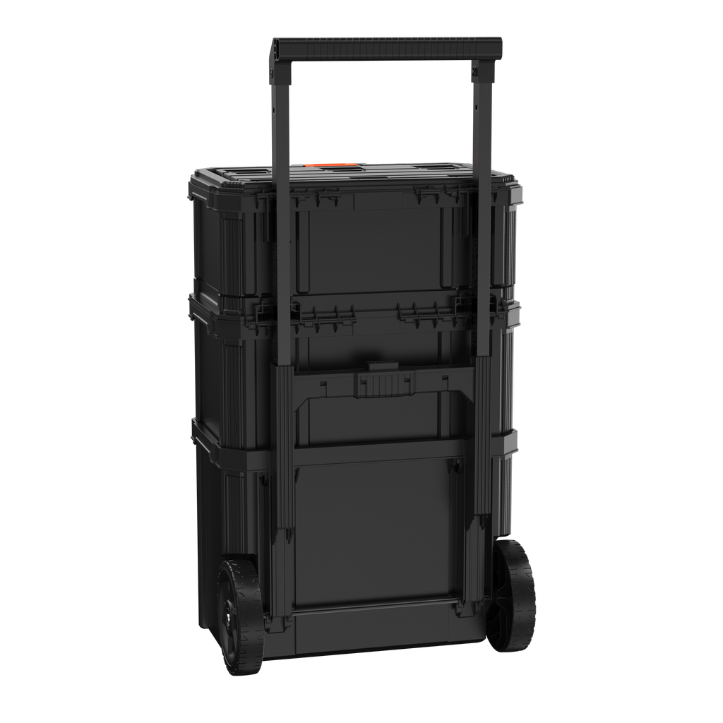 Stackable Storage System - 3 Piece Set (Small, Deep Toolbox, and Rolling Tote)