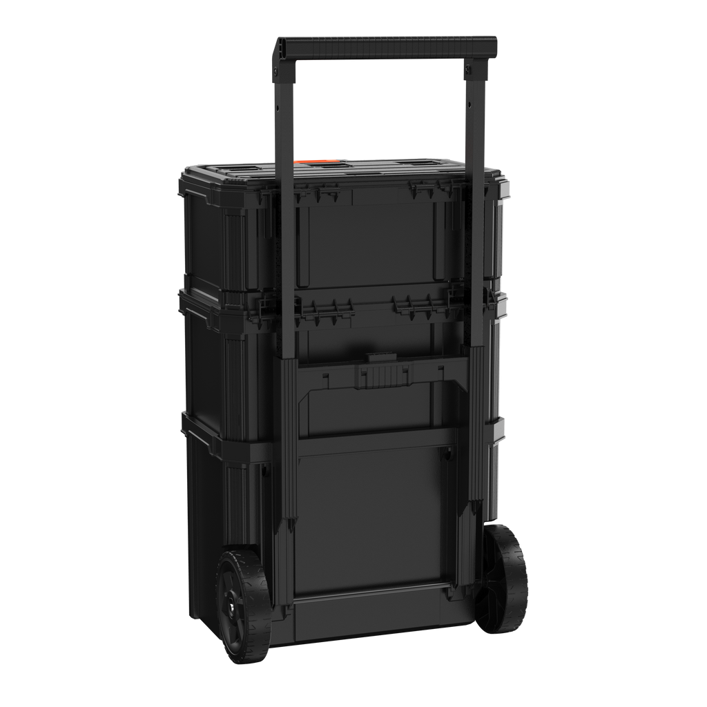 Stackable Storage System - 3 Piece Set (Small, Deep Toolbox, and Rolling Tote)