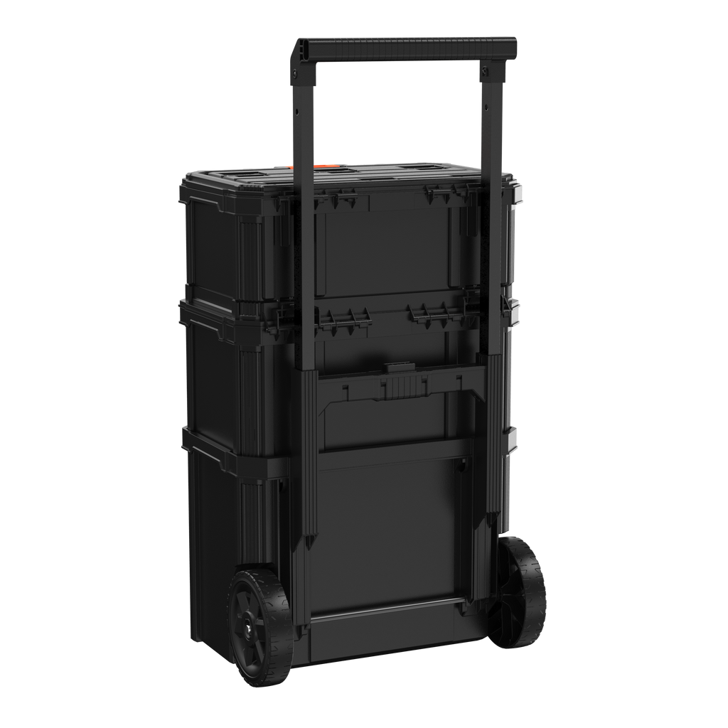 Stackable Storage System - 3 Piece Set (Small, Deep Toolbox, and Rolling Tote)