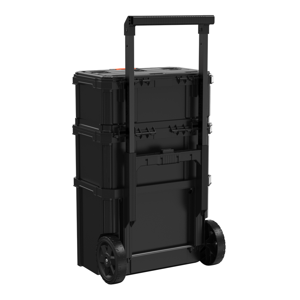 Stackable Storage System - 3 Piece Set (Small, Deep Toolbox, and Rolling Tote)