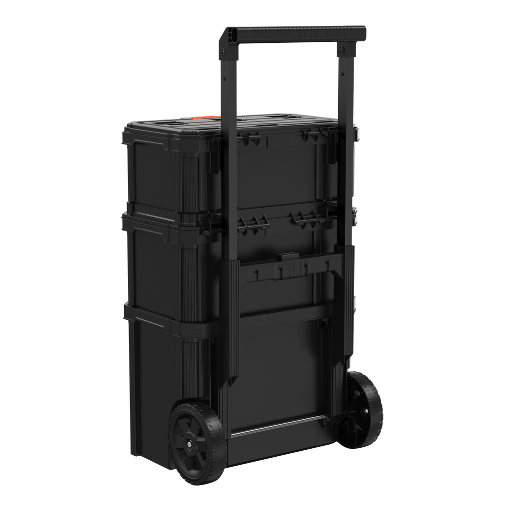 Stackable Storage System - 3 Piece Set (Small, Deep Toolbox, and Rolling Tote)