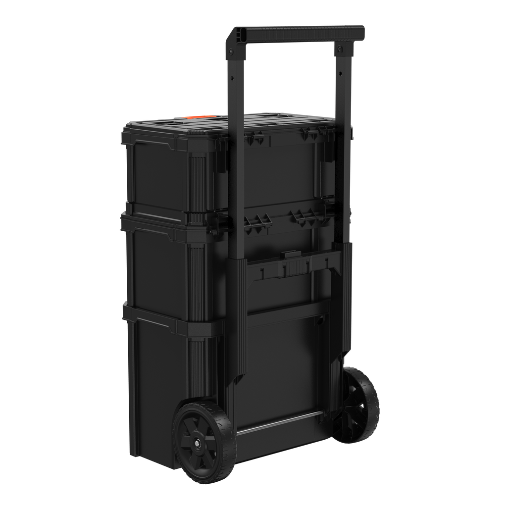 Stackable Storage System - 3 Piece Set (Small, Deep Toolbox, and Rolling Tote)