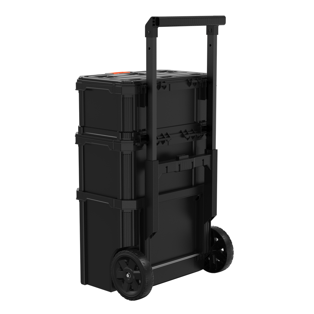 Stackable Storage System - 3 Piece Set (Small, Deep Toolbox, and Rolling Tote)