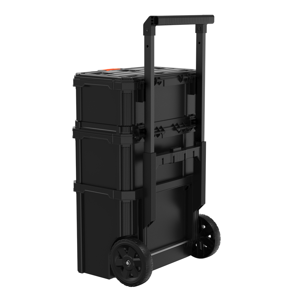 Stackable Storage System - 3 Piece Set (Small, Deep Toolbox, and Rolling Tote)
