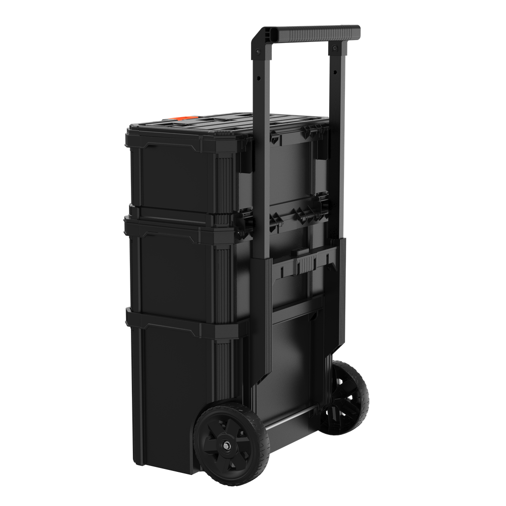 Stackable Storage System - 3 Piece Set (Small, Deep Toolbox, and Rolling Tote)