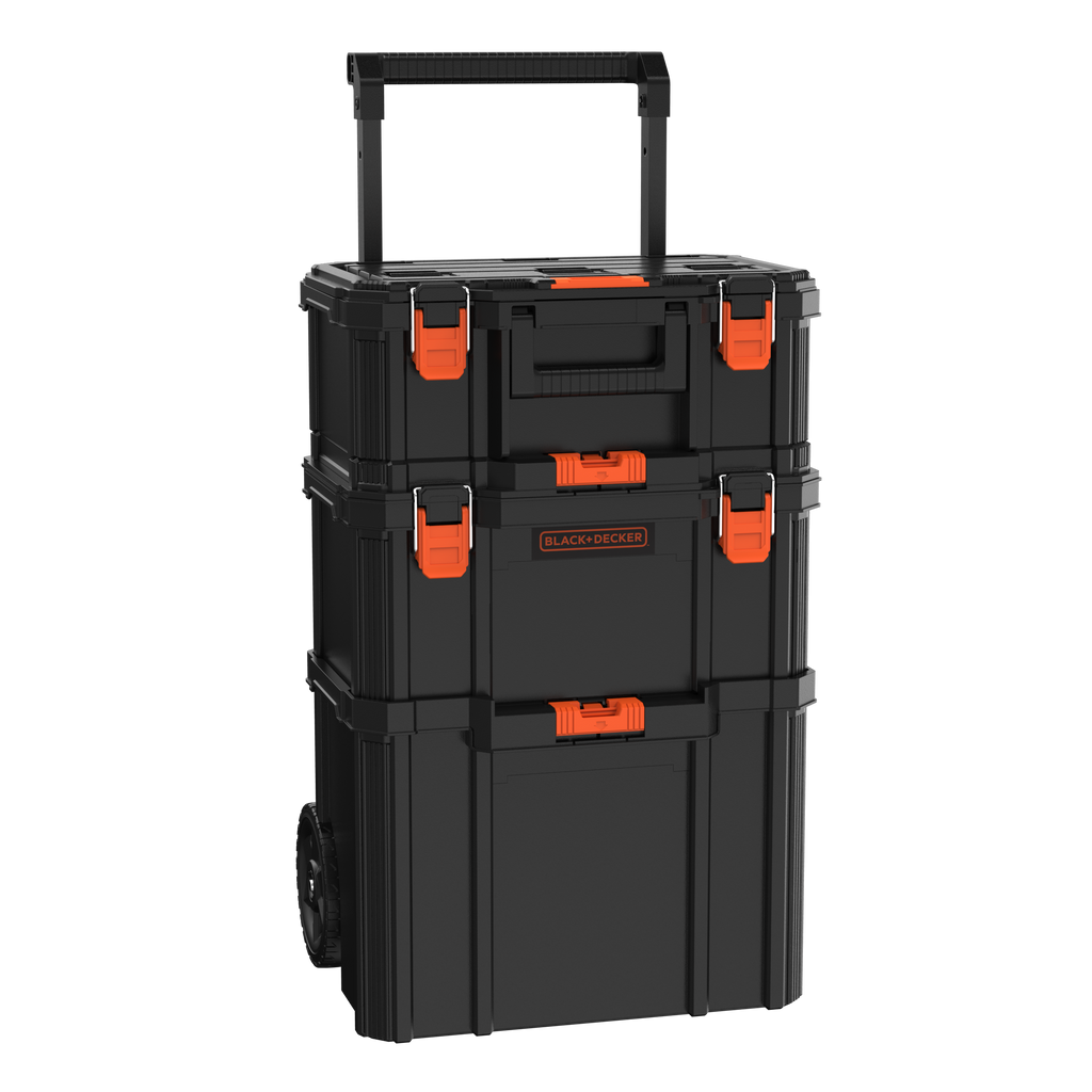 Stackable Storage System - 3 Piece Set (Small, Deep Toolbox, and Rolling Tote)