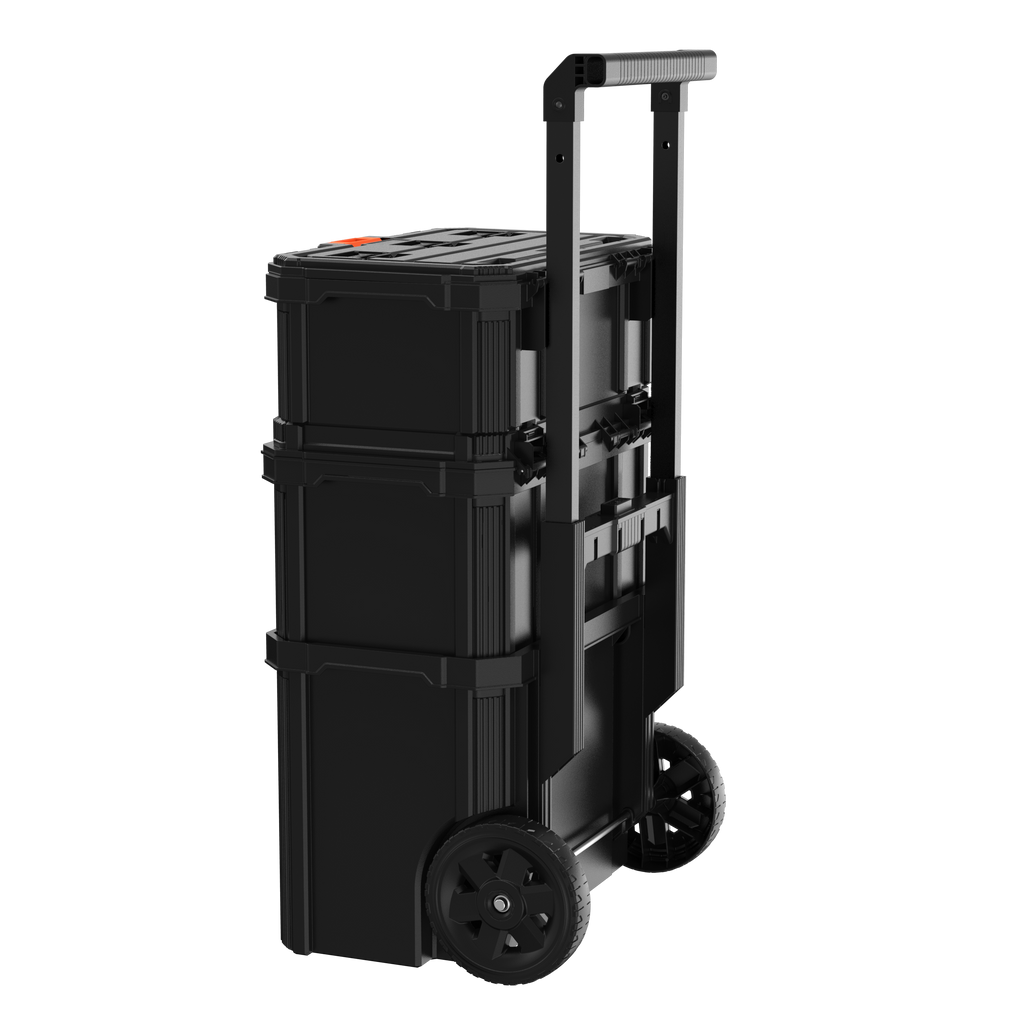 Stackable Storage System - 3 Piece Set (Small, Deep Toolbox, and Rolling Tote)