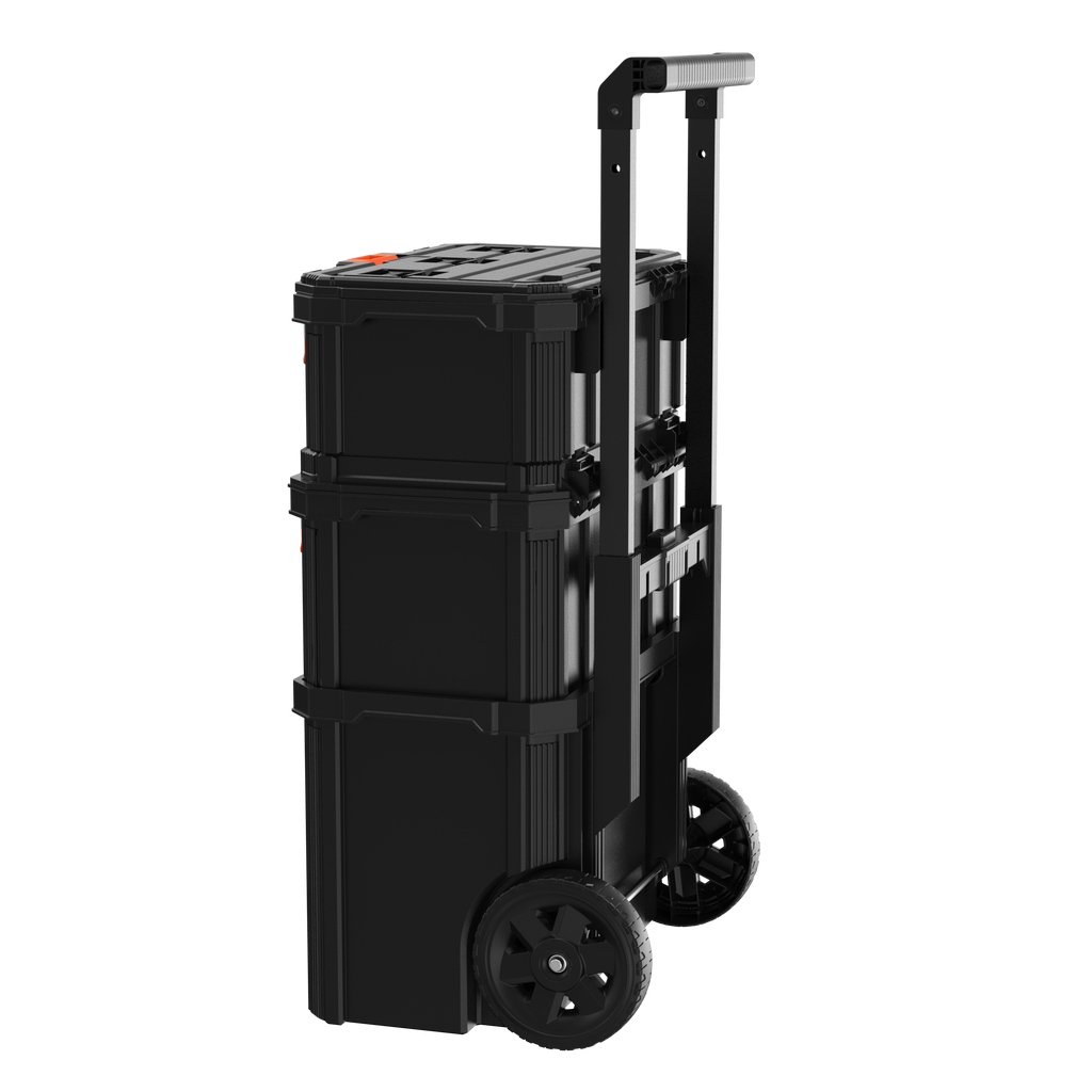 Stackable Storage System - 3 Piece Set (Small, Deep Toolbox, and Rolling Tote)