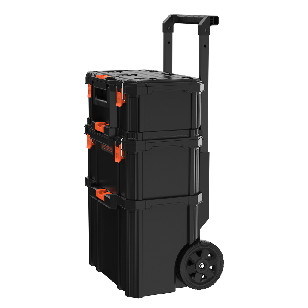 Stackable Storage System - 3 Piece Set (Small, Deep Toolbox, and Rolling Tote)