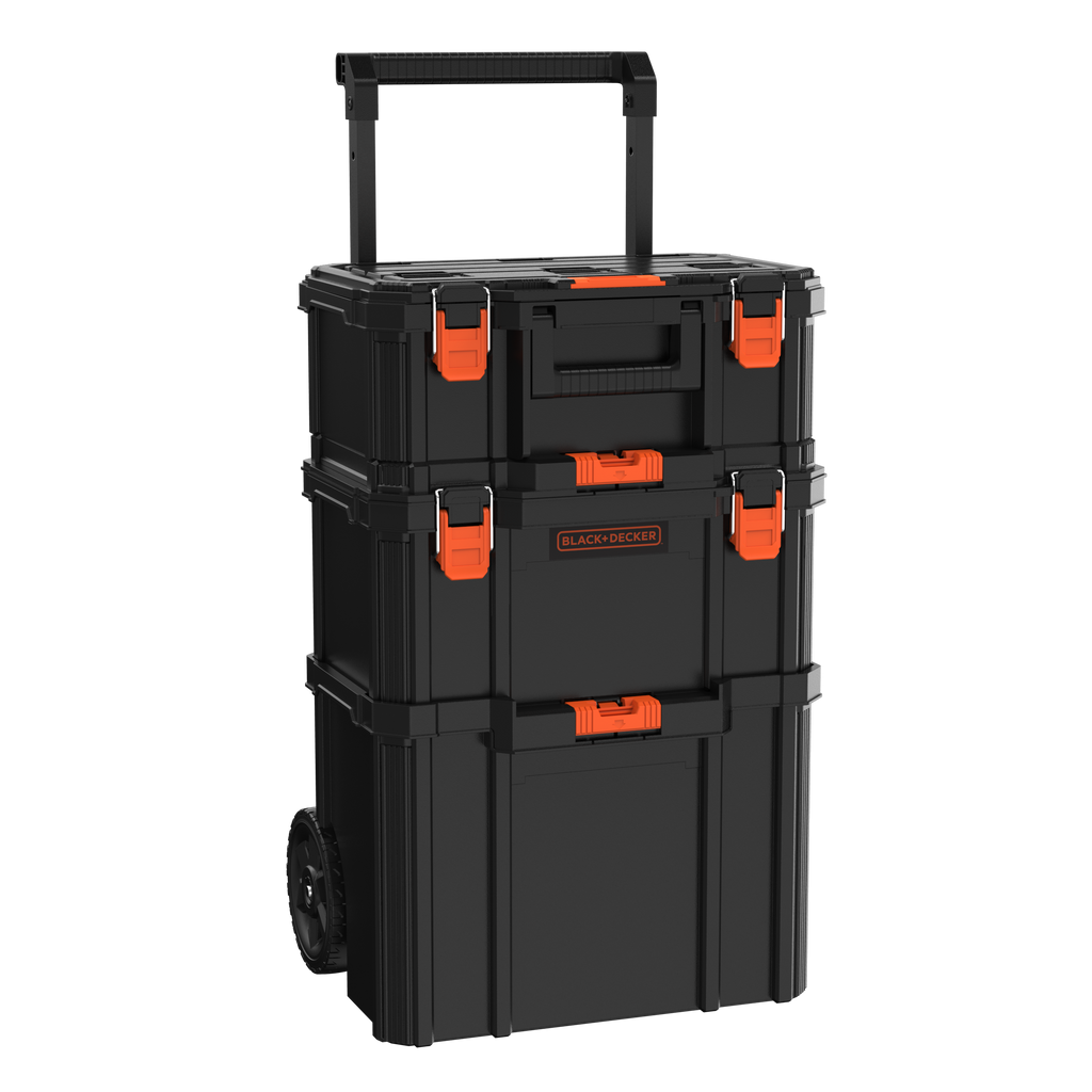 Stackable Storage System - 3 Piece Set (Small, Deep Toolbox, and Rolling Tote)