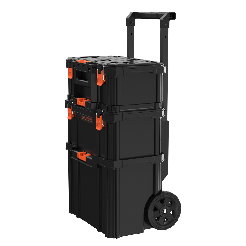Stackable Storage System - 3 Piece Set (Small, Deep Toolbox, and Rolling Tote)