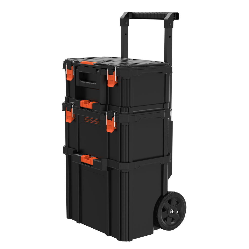 Stackable Storage System - 3 Piece Set (Small, Deep Toolbox, and Rolling Tote)
