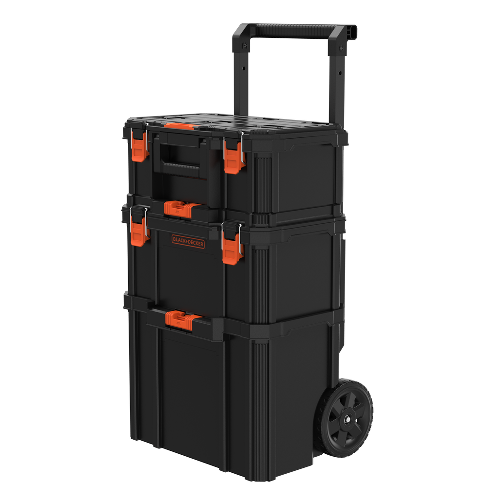 Stackable Storage System - 3 Piece Set (Small, Deep Toolbox, and Rolling Tote)