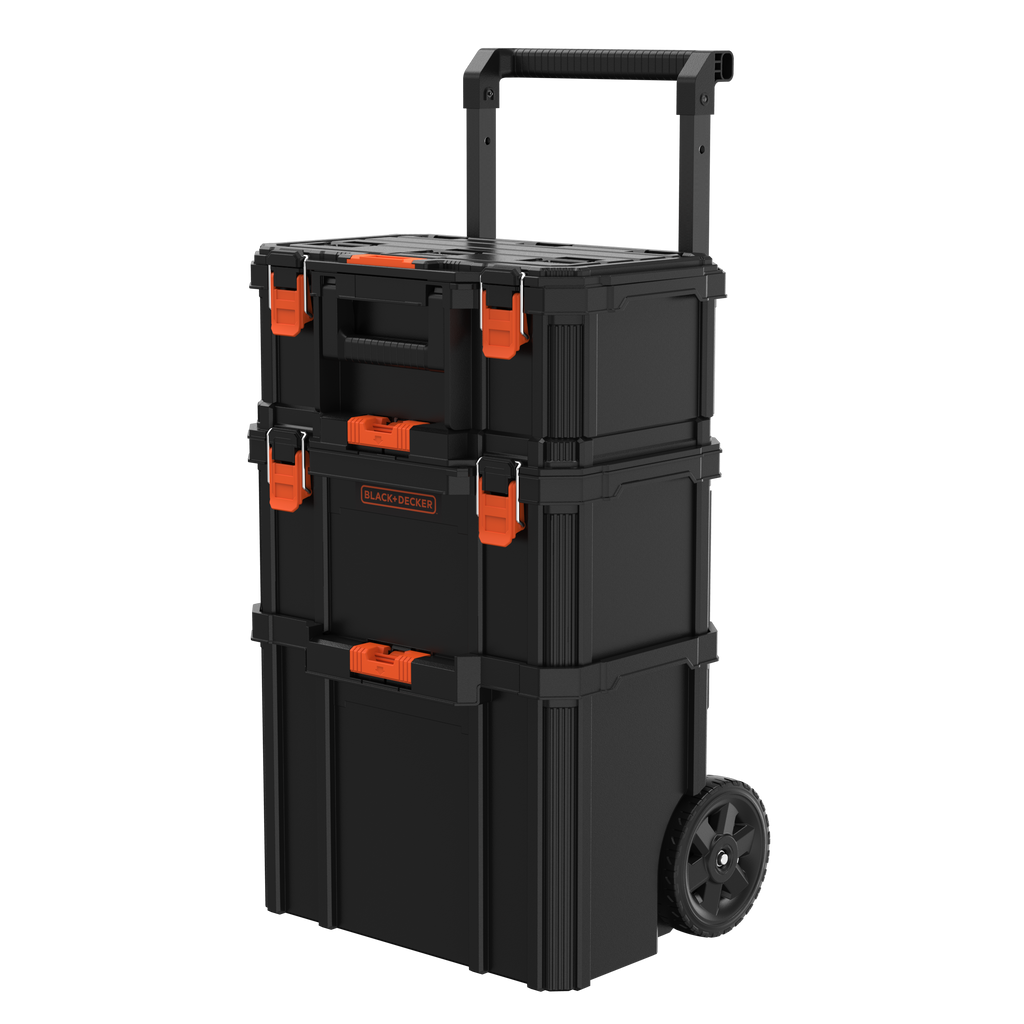 Stackable Storage System - 3 Piece Set (Small, Deep Toolbox, and Rolling Tote)