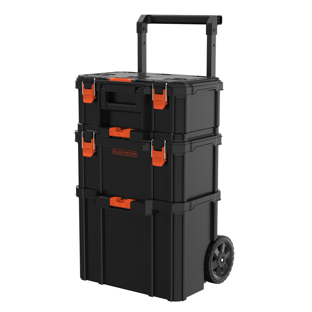 Stackable Storage System - 3 Piece Set (Small, Deep Toolbox, and Rolling Tote)
