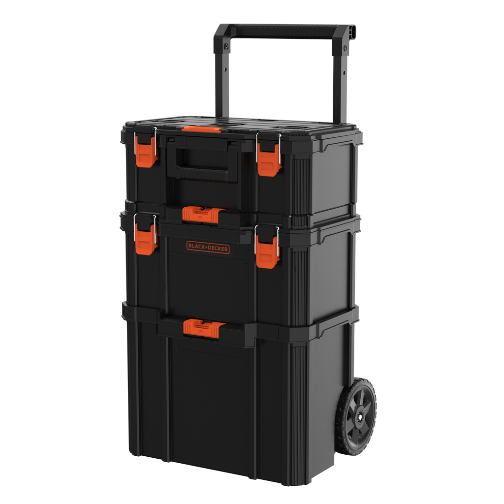 Stackable Storage System - 3 Piece Set (Small, Deep Toolbox, and Rolling Tote)