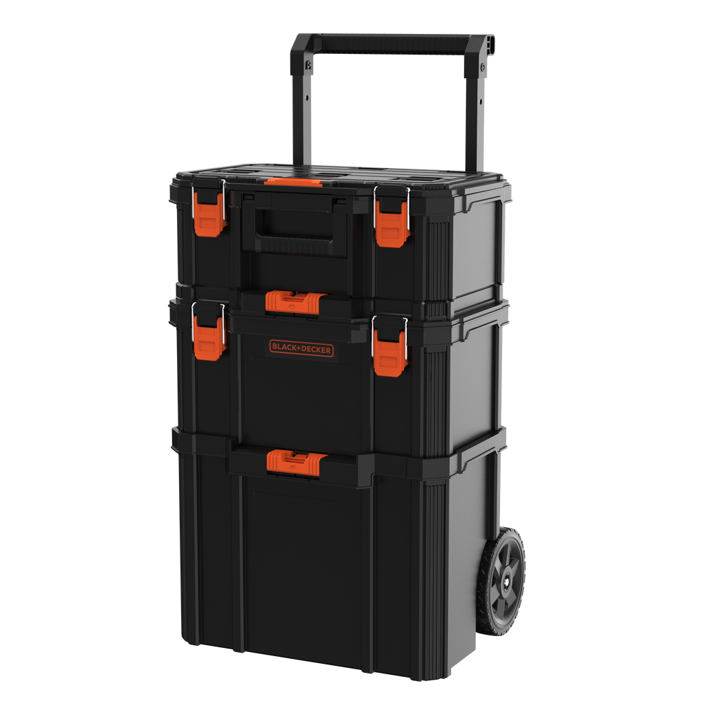 Stackable Storage System - 3 Piece Set (Small, Deep Toolbox, and Rolling Tote)