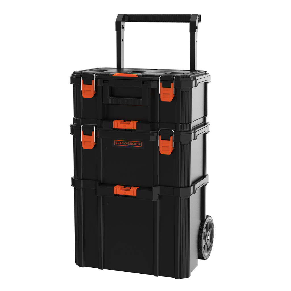 Stackable Storage System - 3 Piece Set (Small, Deep Toolbox, and Rolling Tote)
