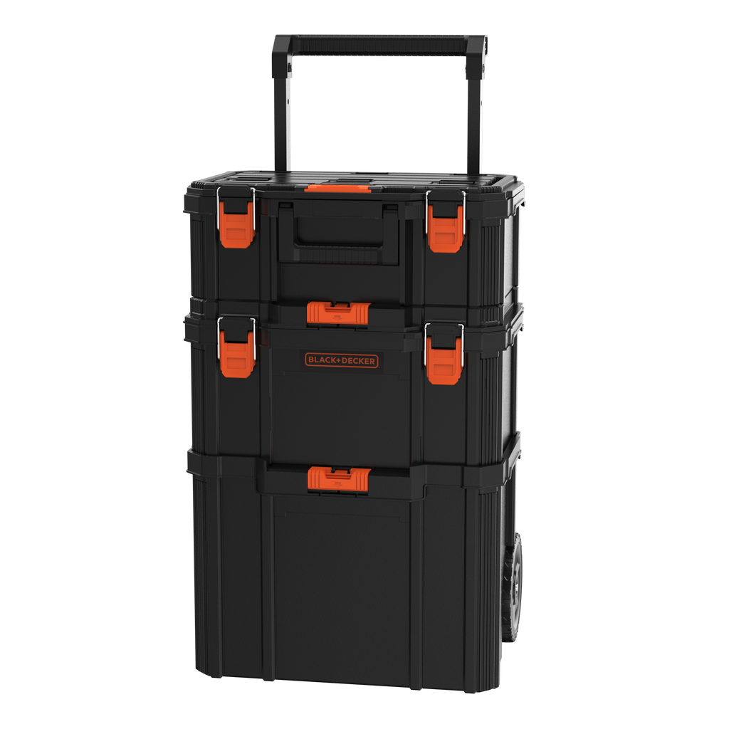 Stackable Storage System - 3 Piece Set (Small, Deep Toolbox, and Rolling Tote)