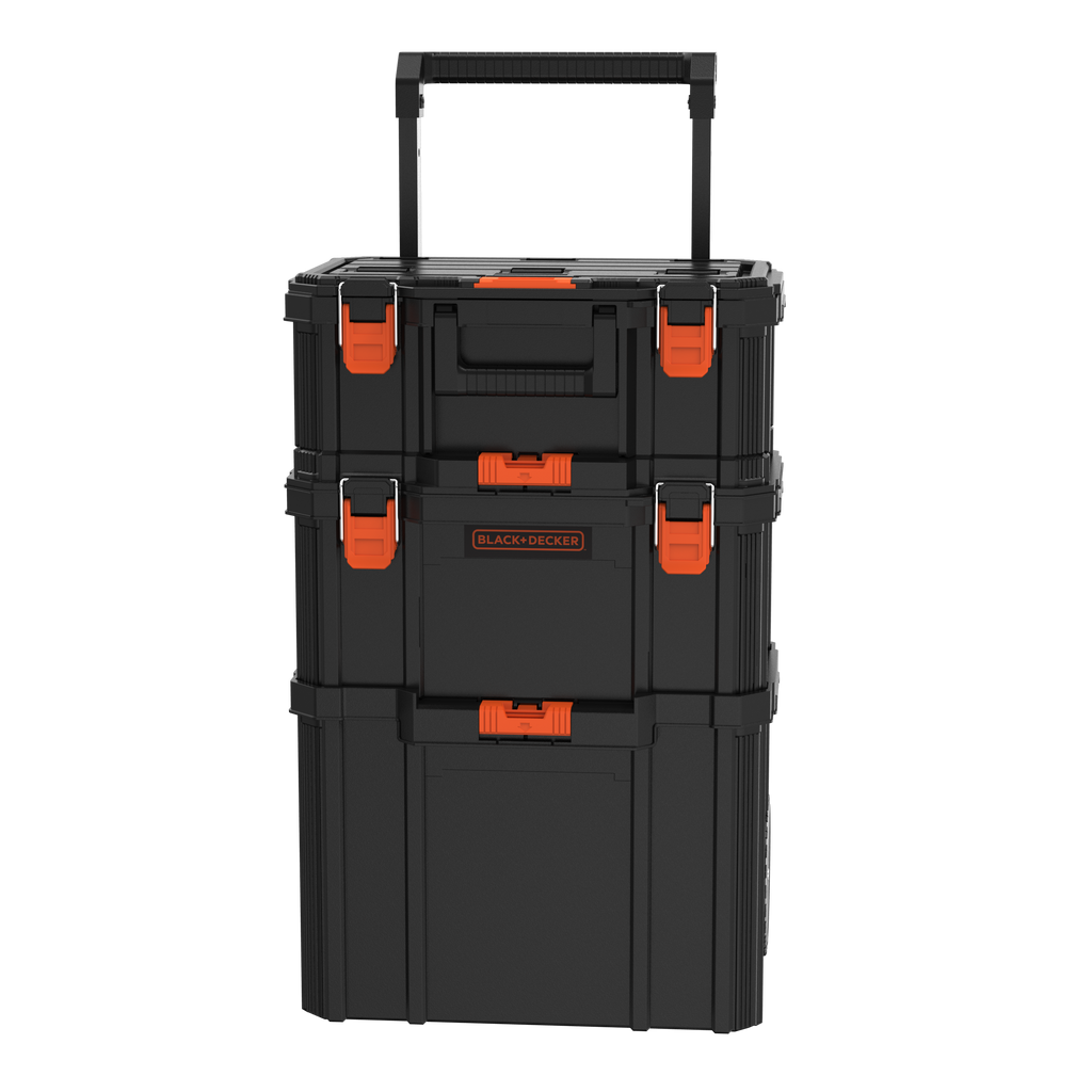 Stackable Storage System - 3 Piece Set (Small, Deep Toolbox, and Rolling Tote)