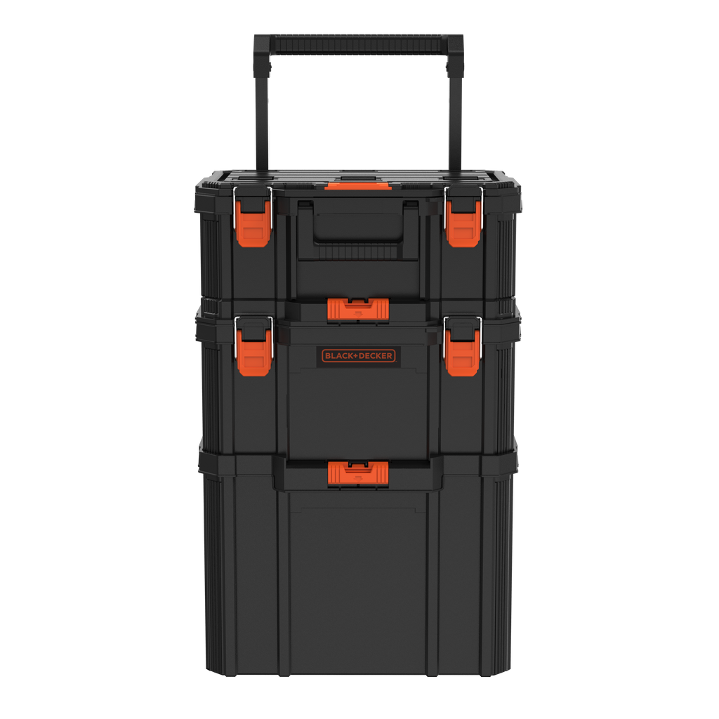 Stackable Storage System - 3 Piece Set (Small, Deep Toolbox, and Rolling Tote)