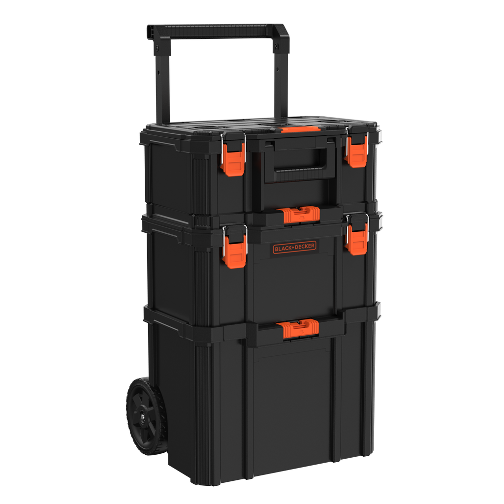 Stackable Storage System - 3 Piece Set (Small, Deep Toolbox, and Rolling Tote)