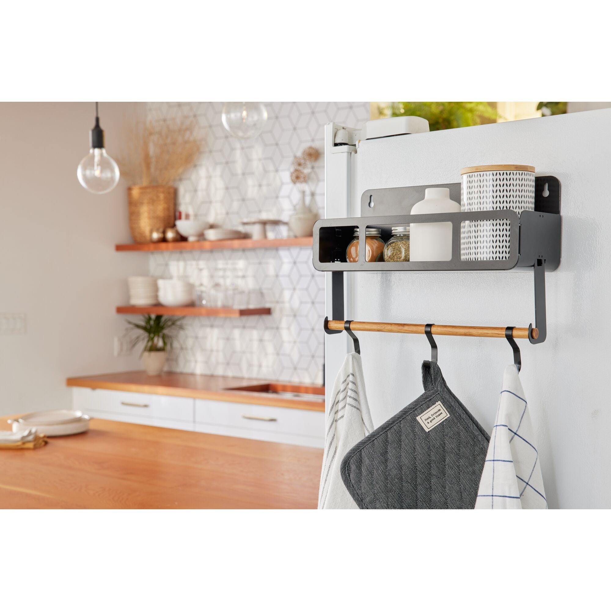 Black Hanging / Magnetic Rack System-Shelf W/Brackets