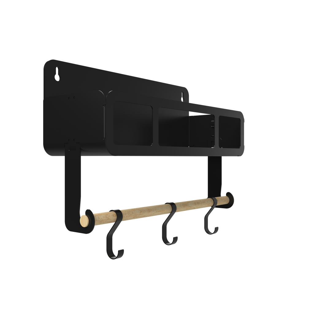Black Hanging / Magnetic Rack System-Shelf W/Brackets